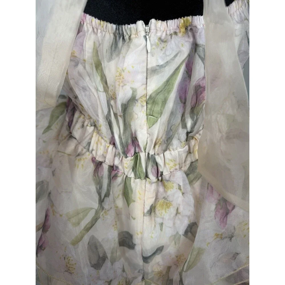 Arose Studio Danna Floral Print Halter Mini Dress Tiered Ruffle Size Large - Picture 14 of 16